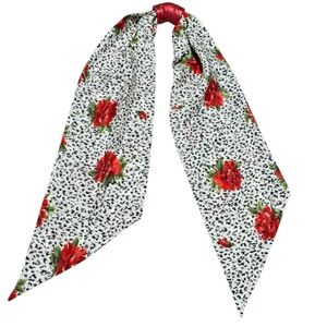 Neck Scarf with Holder Floral Rose Metallic Red Romantic Classic Old Money